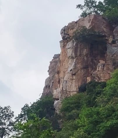 Close-up of a rocky cliff face on the hills of Tirupati